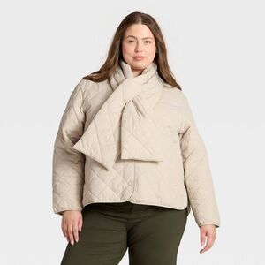 Open Box - A New Day - Women's Quilted Scarf Jacket - A New Day Cream XXL Cream